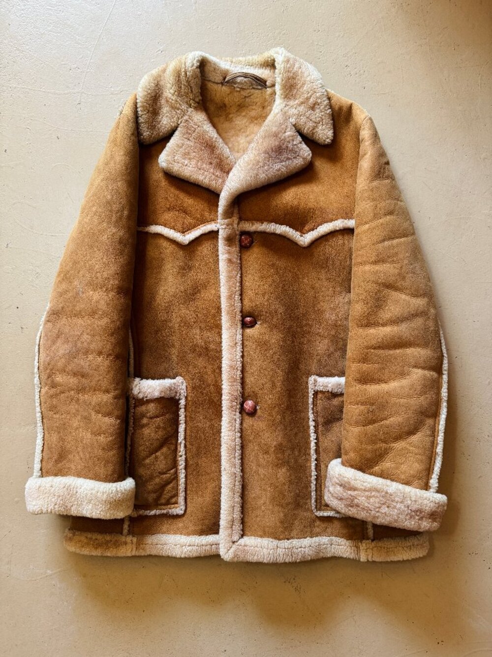 Sawyer of Napa Sheepskin Shearling Coat Jacket Mens 42 L XL Rancher Ranchero